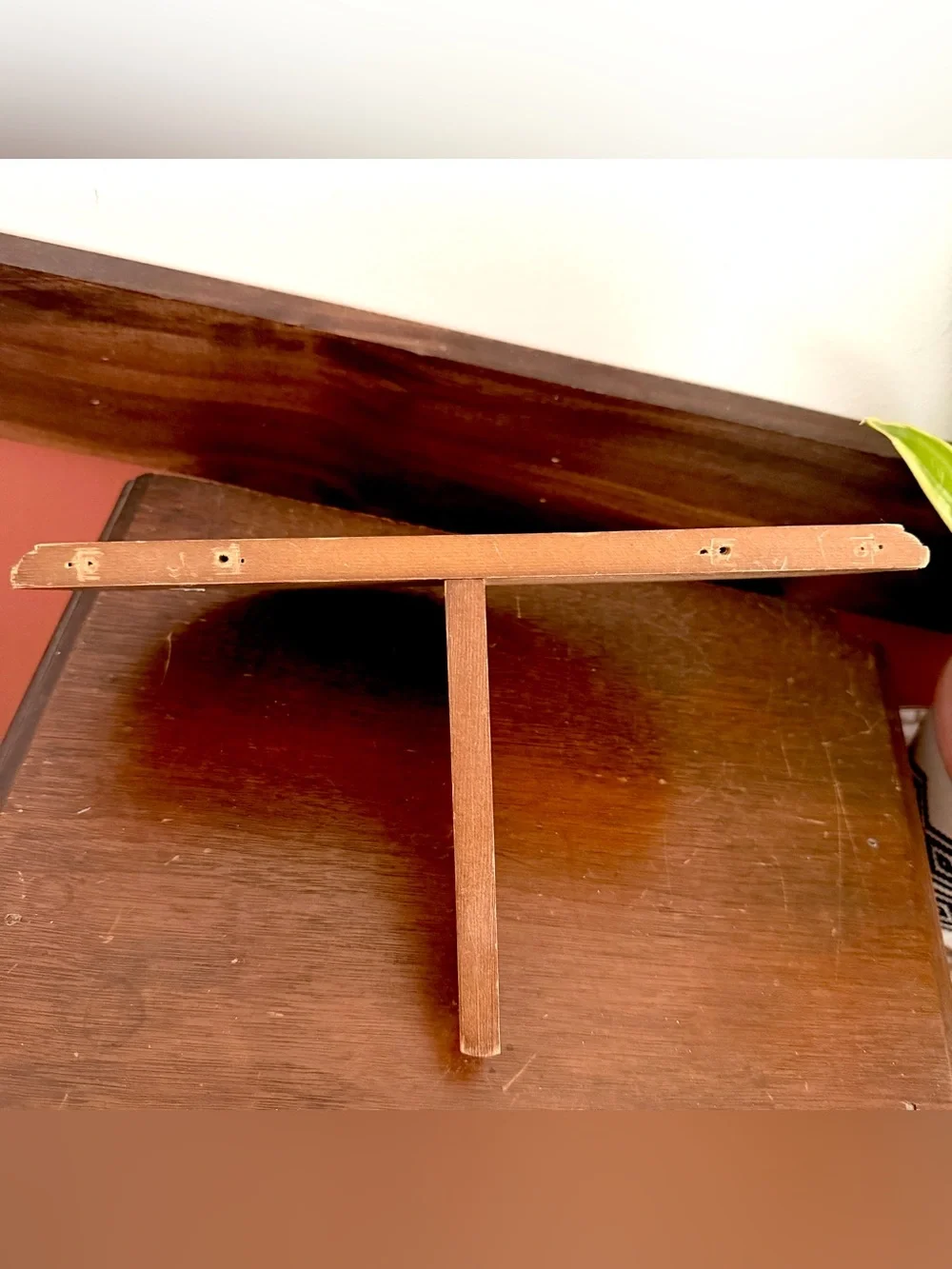 Vintage Wooden Wall Hanging Shelf 9” Floating Display Bracket Cottagecore Rustic